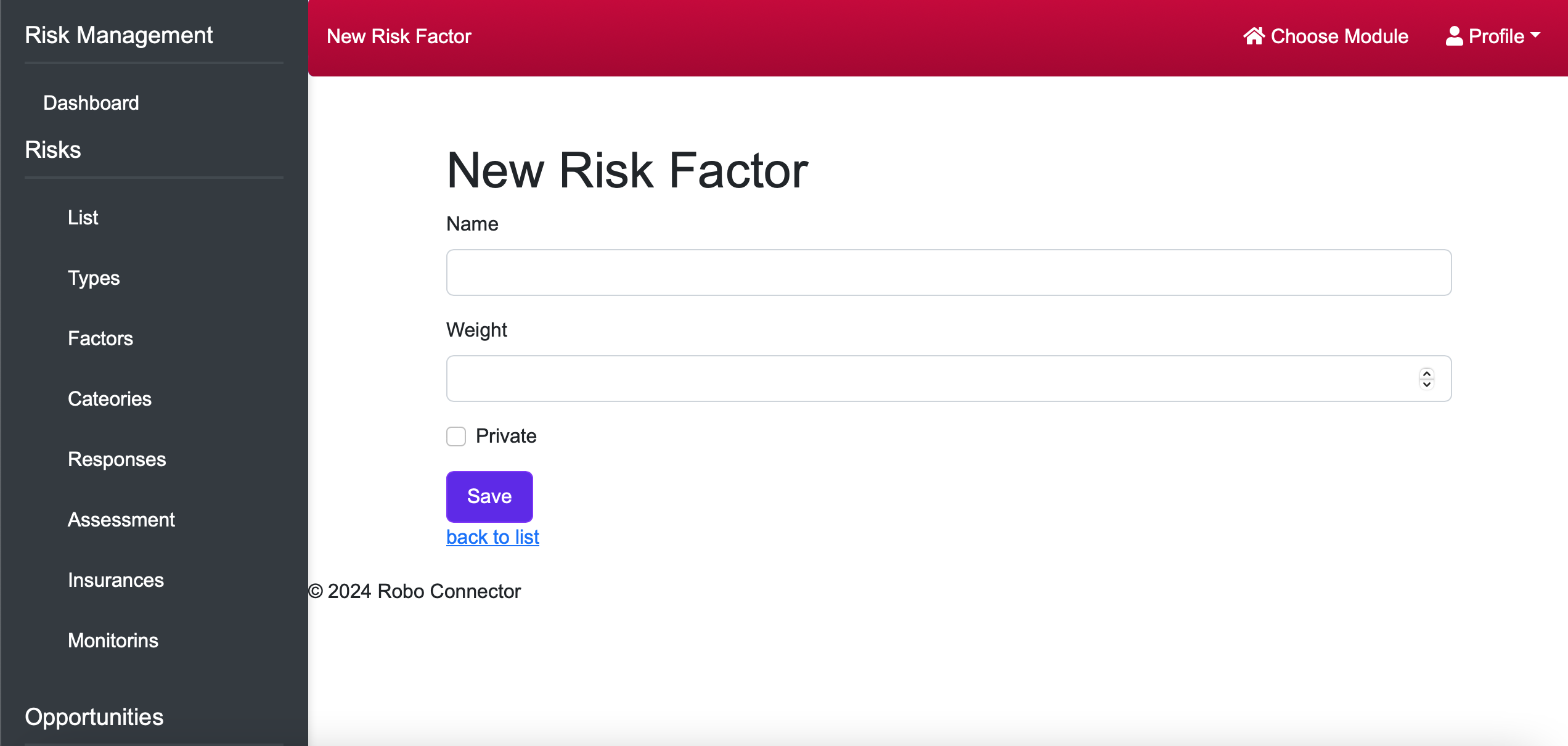 Risk form