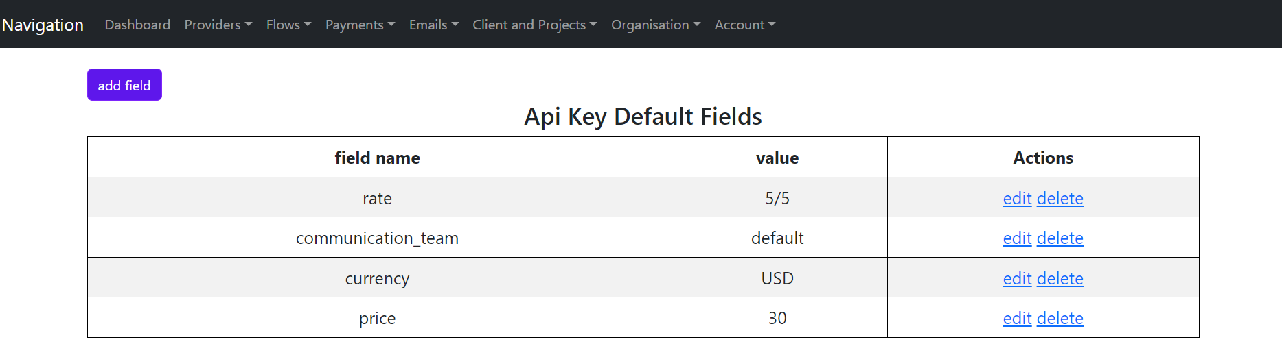 Default fields