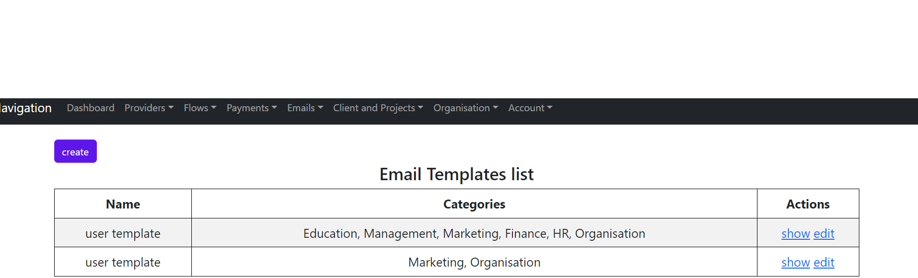 Email Templates Screenshot